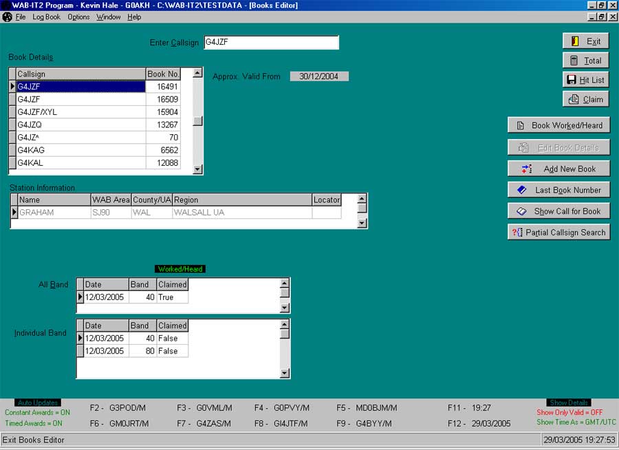 Screen Shot of Books Editor